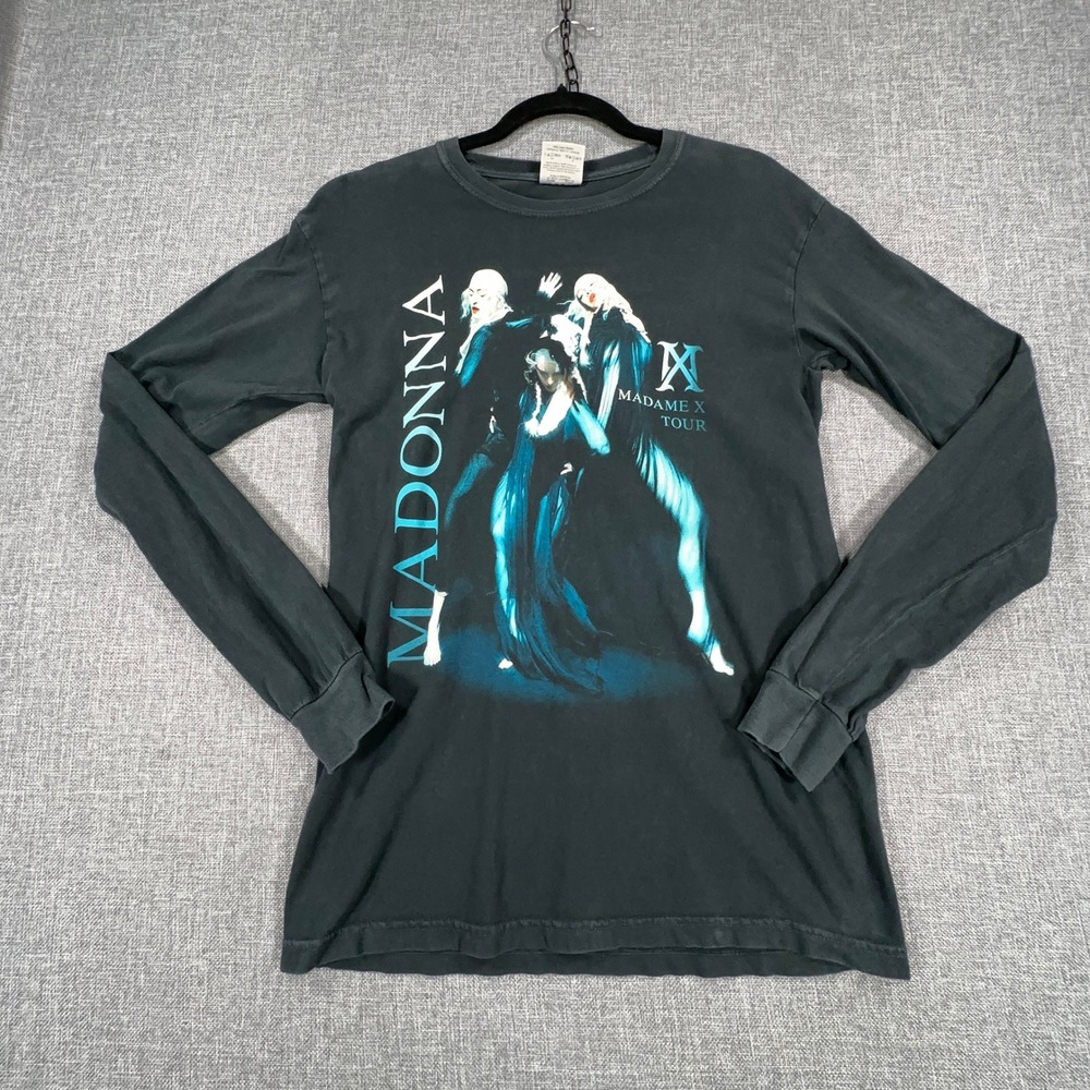 Madonna Madame X Tour Shirt Womens Small Faded Black Comfort Colors Long Sleeve